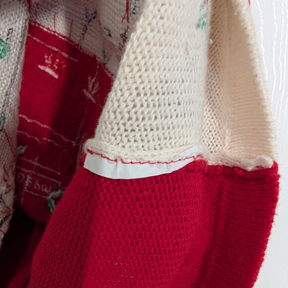Vintage North Pole Cardigan Womens Size Medium Embroidered Beaded Christmas Red - Picture 12 of 16
